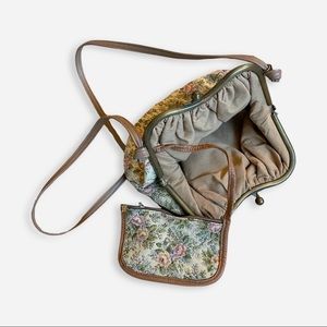 Cottagecore Vintage Floral Over the Shoulder Purse with Matching Attached Wallet